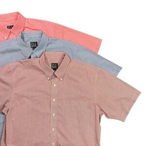 BUNDLE 3 Jos A Bank Men's Large Traveler's Collection Short Sleeve Cotton Shirts